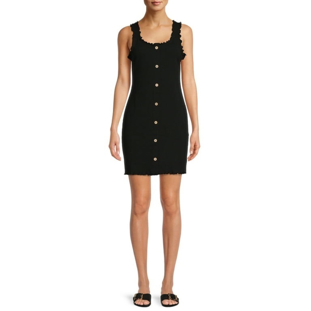 No Boundaries Button-Front Bodycon Tank Dress
